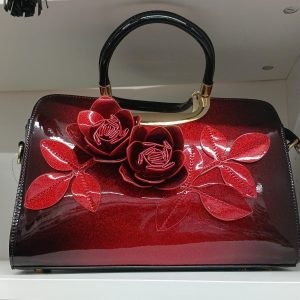 Women's Red Floral Patent Handbag