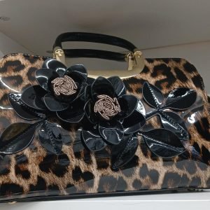 Women's Leopard Floral Patent Handbag